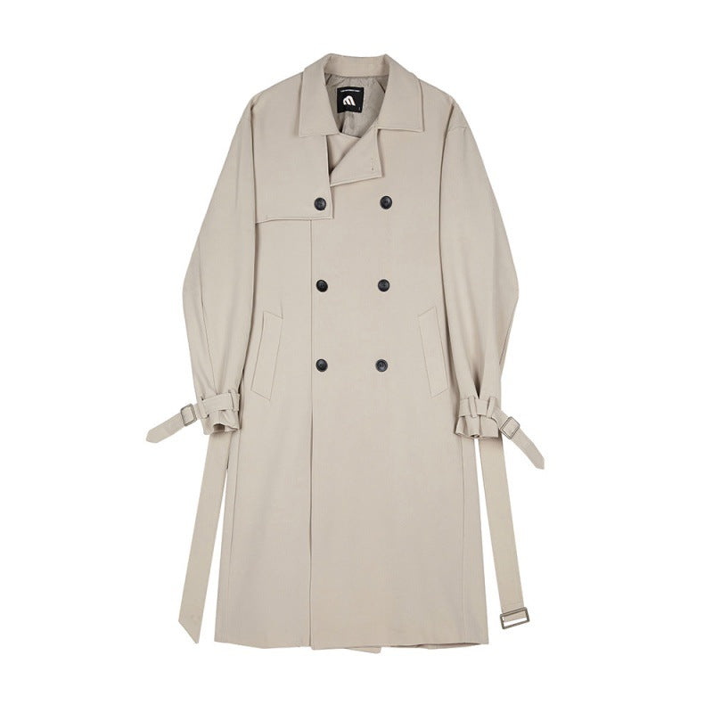 MYQ Autumn New Mid-length Windbreaker Men's Korean-style Trendy Over-the-knee Loose Handsome Coat British Style Coat