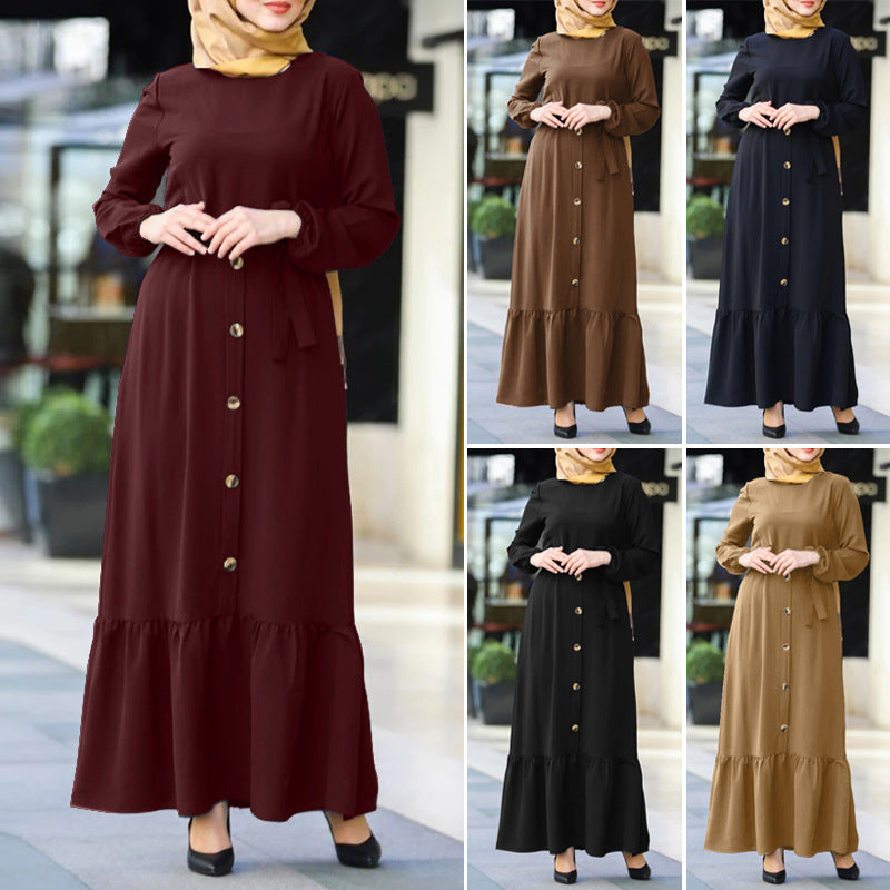 New Autumn Artistic Temperament Women's Pullover Round Neck Large Swing Dress