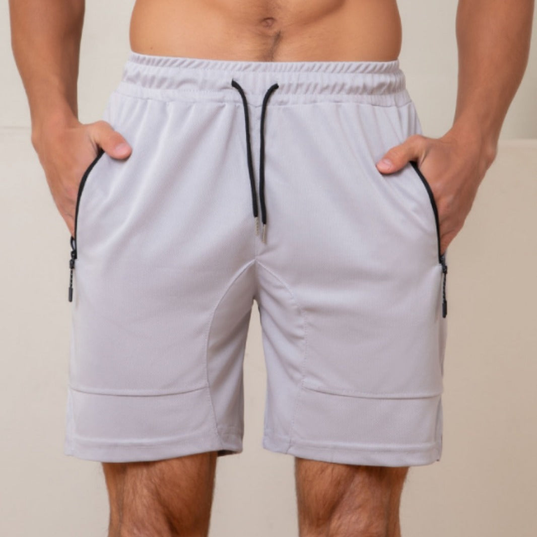 Zipper Pocket Sports Casual Shorts Men's Summer Quick-drying Breathable Running Solid Color Beach Pants