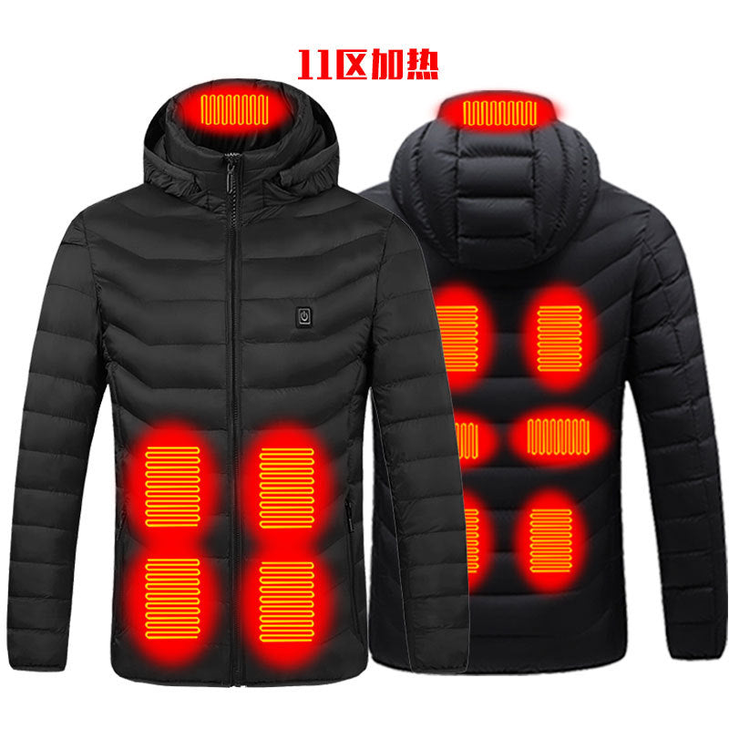 USB Charging Smart Heating Cotton Coat Electric Heating Lightweight Autumn And Winter Clothing Heated Warm Hooded Jacket
