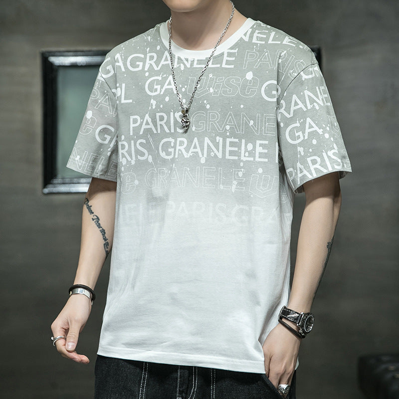 Cotton Short-sleeved Men's T-shirt Large Size Men's Fat Loose Casual Summer Half-sleeved Korean Version T-shirt Men's Bottoming Shirt T