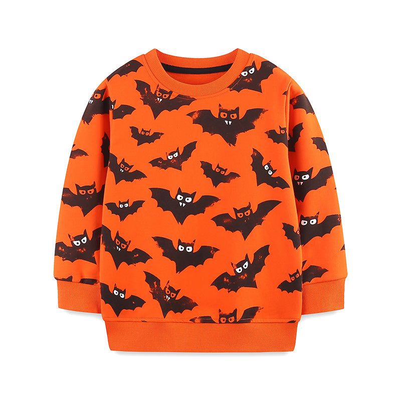 Autumn New Boys' Sweater European And American Style Halloween Children's Sweater Knitted Cotton Crew Neck Long Sleeve Children's Top