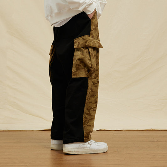 Corduroy Stitching Terry Pants Loose Casual Pants Three-dimensional Pocket Overalls