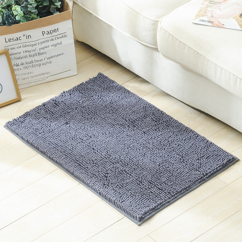 Hot Melt Adhesive Chenille Plain Carpet Home Floor Mat Door Mat Indoor Bathroom Non-slip Long Wool Floor Mat Wholesale