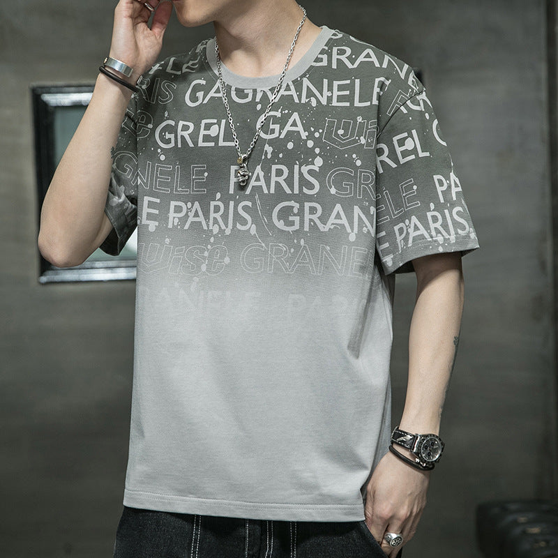 Cotton Short-sleeved Men's T-shirt Large Size Men's Fat Loose Casual Summer Half-sleeved Korean Version T-shirt Men's Bottoming Shirt T