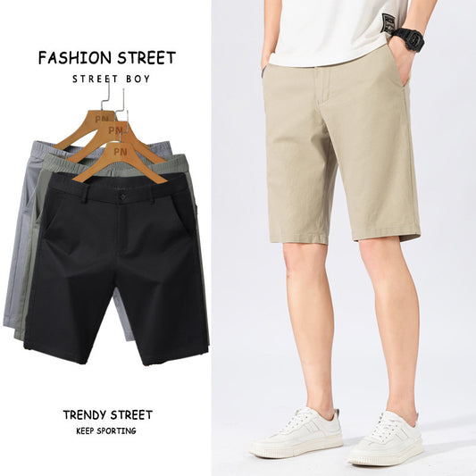 New Summer Port Pants Casual Shorts Men's Tooling Washed Cotton Solid Color Five Point Beach Pants Casual Pants