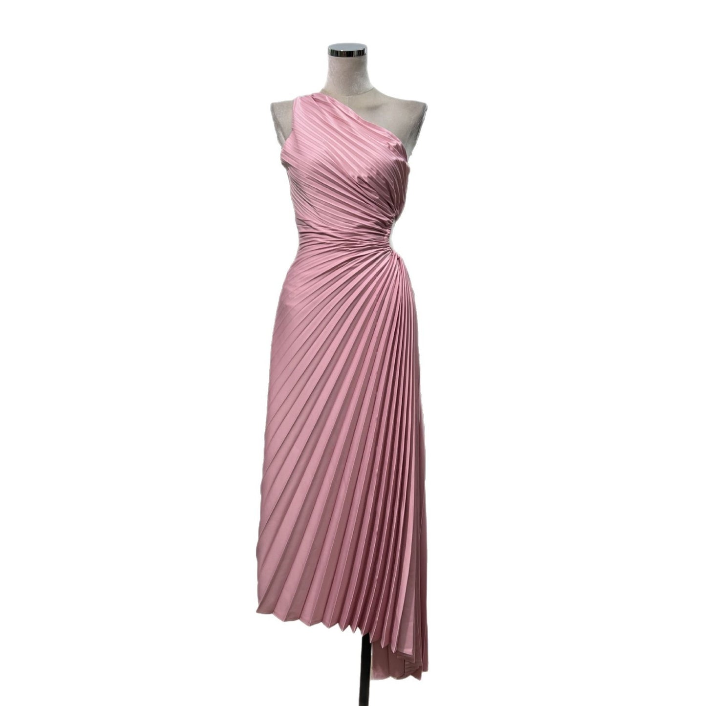 Multi-color Options For Gentle Temperament Pleated Waist, One-shoulder Irregular Skirt, Goddess Elegant Dress In Summer