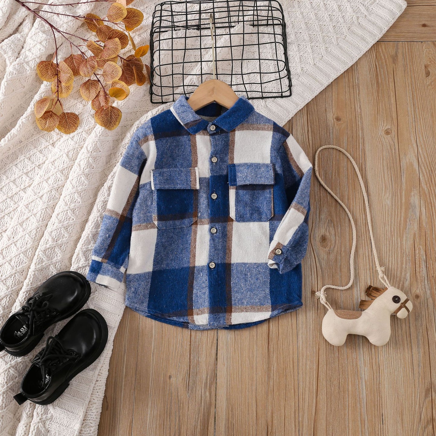 Cross-border Foreign Trade Children's Clothing Shirt Comfortable Cotton Color Large Grid Shirt European And American Casual All-match Small And Medium Children's Clothing Shirt
