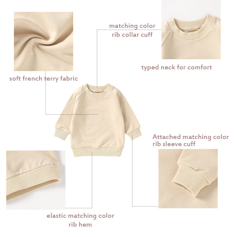 INS Hot Selling Baby Sweatshirt GOTS Certified Long Sleeve Sweatshirt Organic Cotton Children's Sweatshirt Woolen Cloth Children's Sweatshirt