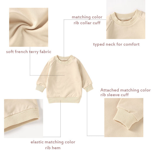 INS Hot Selling Baby Sweatshirt GOTS Certified Long Sleeve Sweatshirt Organic Cotton Children's Sweatshirt Woolen Cloth Children's Sweatshirt