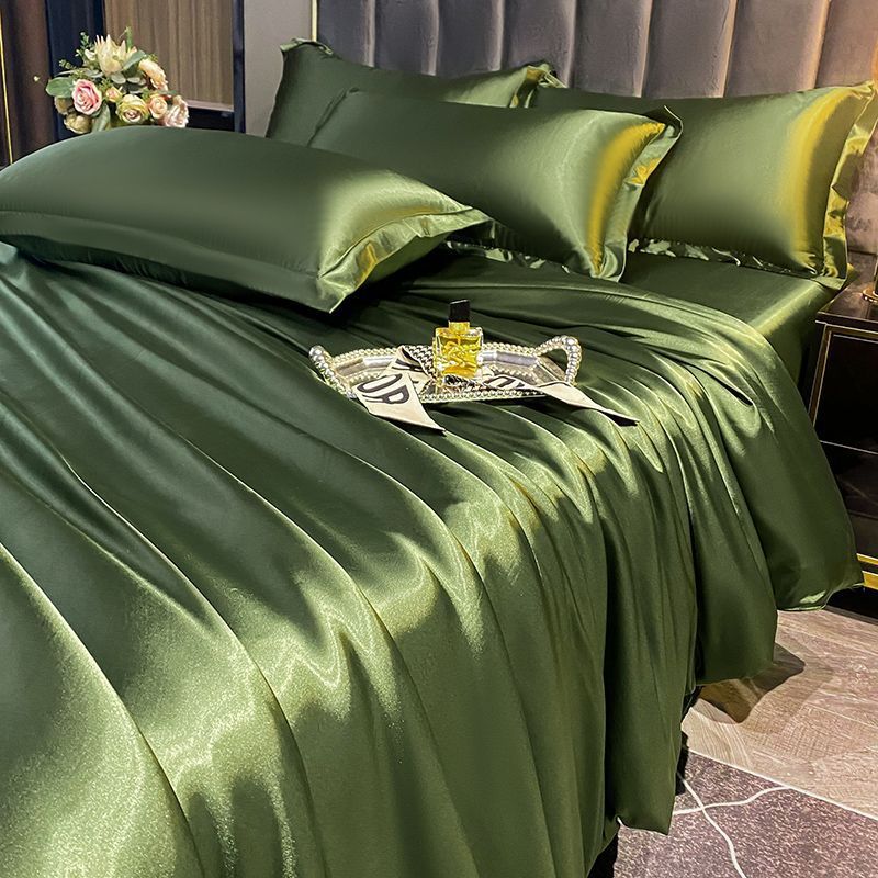 Ice Silk Fabric Double-sided Silk Four-piece Set Mulberry Silk Duvet Cover Sky Silk Bed Sheet