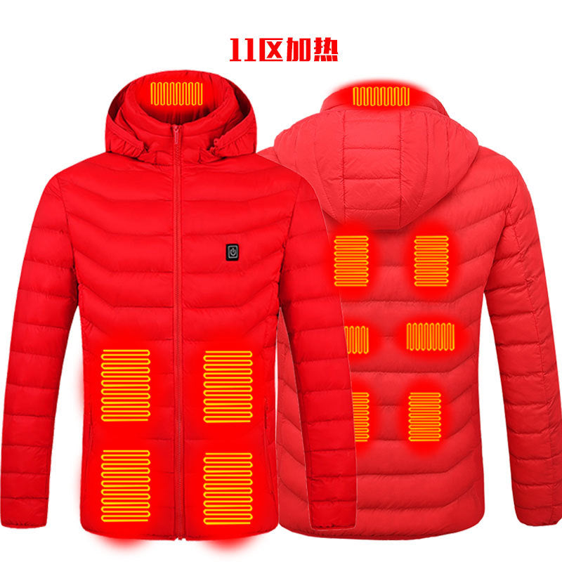 USB Charging Smart Heating Cotton Coat Electric Heating Lightweight Autumn And Winter Clothing Heated Warm Hooded Jacket