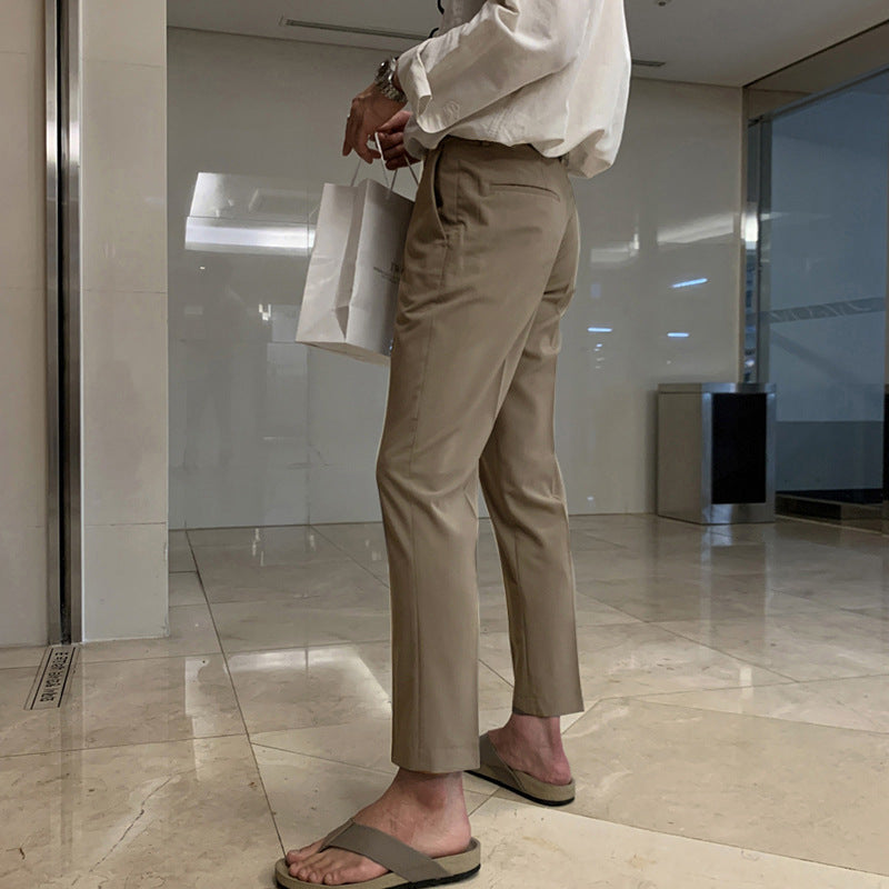 Summer New Men's Slim-fit Korean Style Thin Trousers Casual Straight Pants Youth Trendy Western Pants For Men