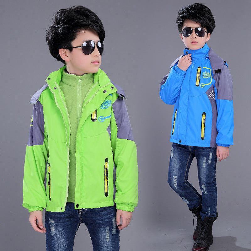 Jacket Boys Three-in-one 2023 New Medium And Large Children Thickened Fleece Detachable Outdoor Windbreaker Jacket