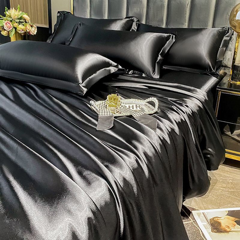Ice Silk Fabric Double-sided Silk Four-piece Set Mulberry Silk Duvet Cover Sky Silk Bed Sheet