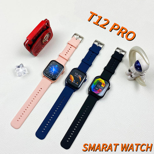 Longitudinal New T12PRO Smart Watch Bluetooth Call Blood Glucose Watch Various Sports Heart Rate Blood Pressure Blood Oxygen Monitor Sleep