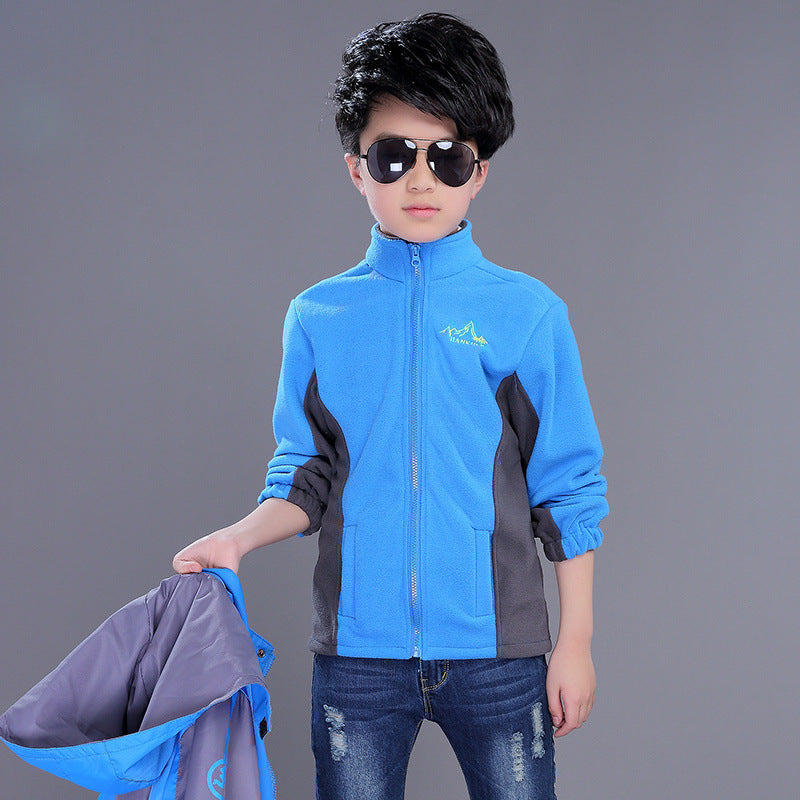 Jacket Boys Three-in-one 2023 New Medium And Large Children Thickened Fleece Detachable Outdoor Windbreaker Jacket