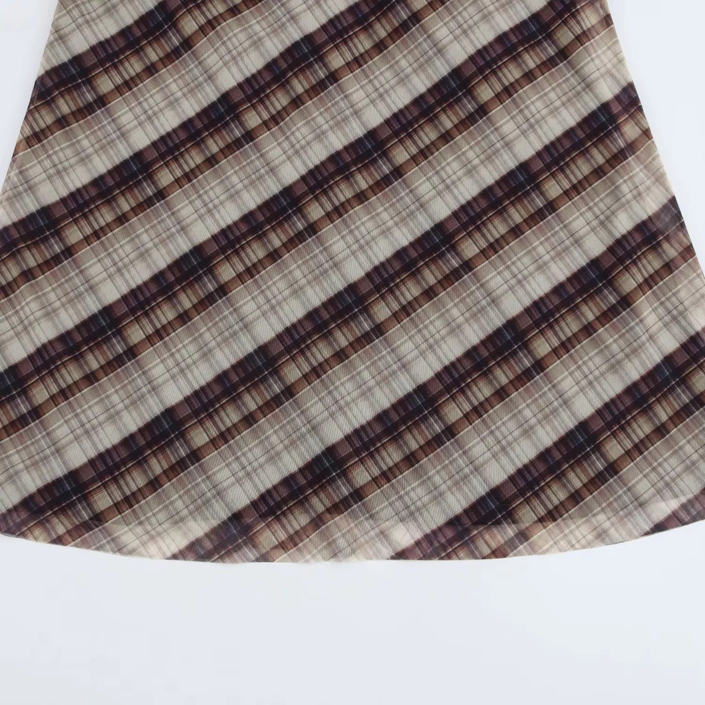 Cross-border European And American Women's AliExpress Explosions Temperament Fashion Long Plaid Silk Net Dress