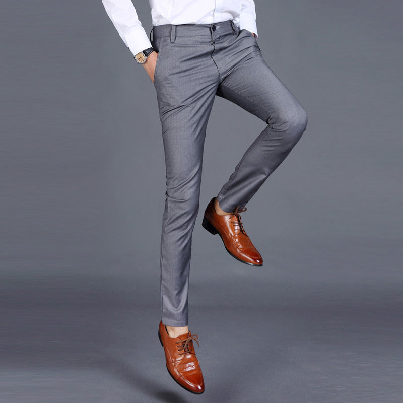 Foreign Trade Four Seasons Regular Men's Business Casual Trousers Men's Slim-fit Small Straight Trousers Work Clothes Professional Pants