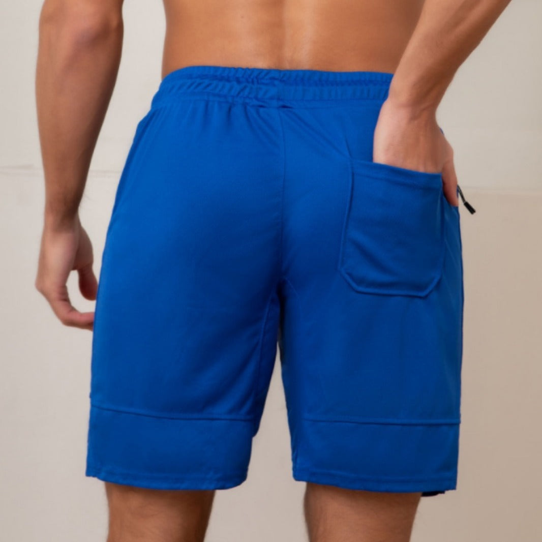 Zipper Pocket Sports Casual Shorts Men's Summer Quick-drying Breathable Running Solid Color Beach Pants