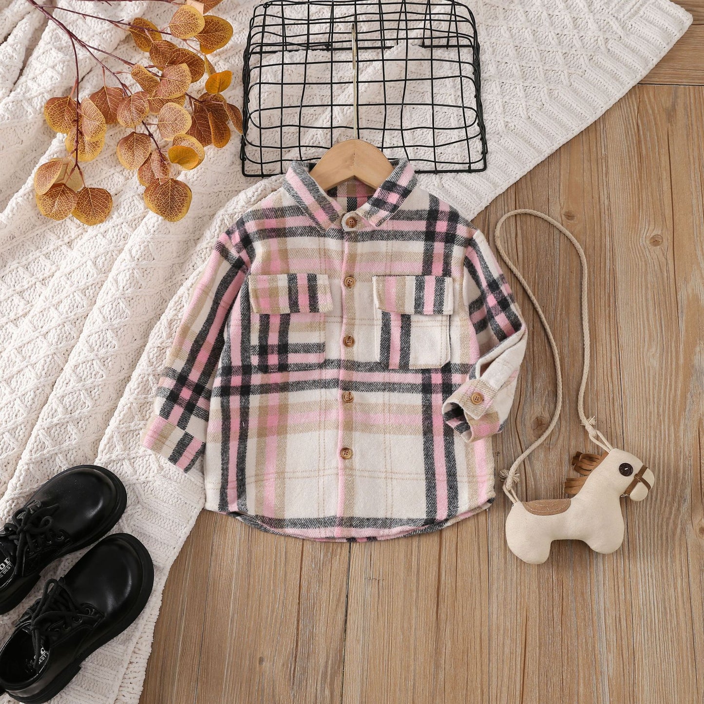 Cross-border Foreign Trade Children's Clothing Shirt Comfortable Cotton Color Large Grid Shirt European And American Casual All-match Small And Medium Children's Clothing Shirt