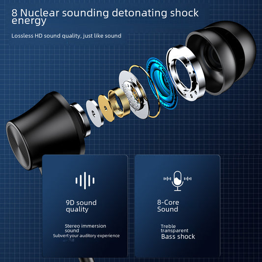 Bluetooth Wireless Headset Neck Sports Binaural In-ear Headset