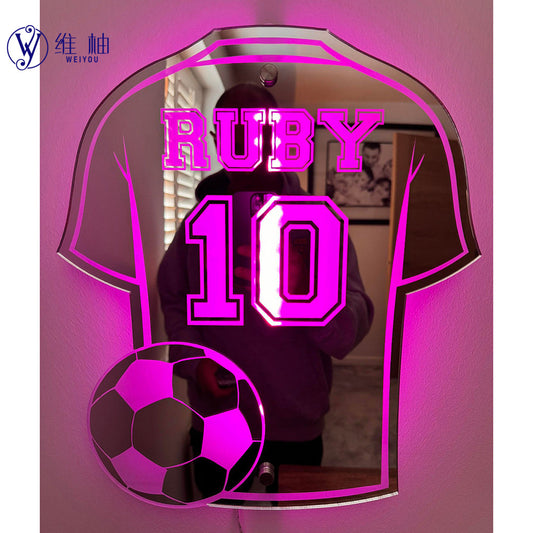 12-color Marquee Jersey Mirror Personalized DIY Name Football Jersey Number Bedroom Pendant