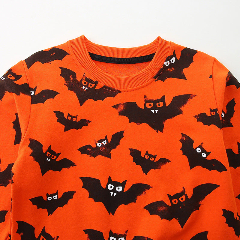 Autumn New Boys' Sweater European And American Style Halloween Children's Sweater Knitted Cotton Crew Neck Long Sleeve Children's Top