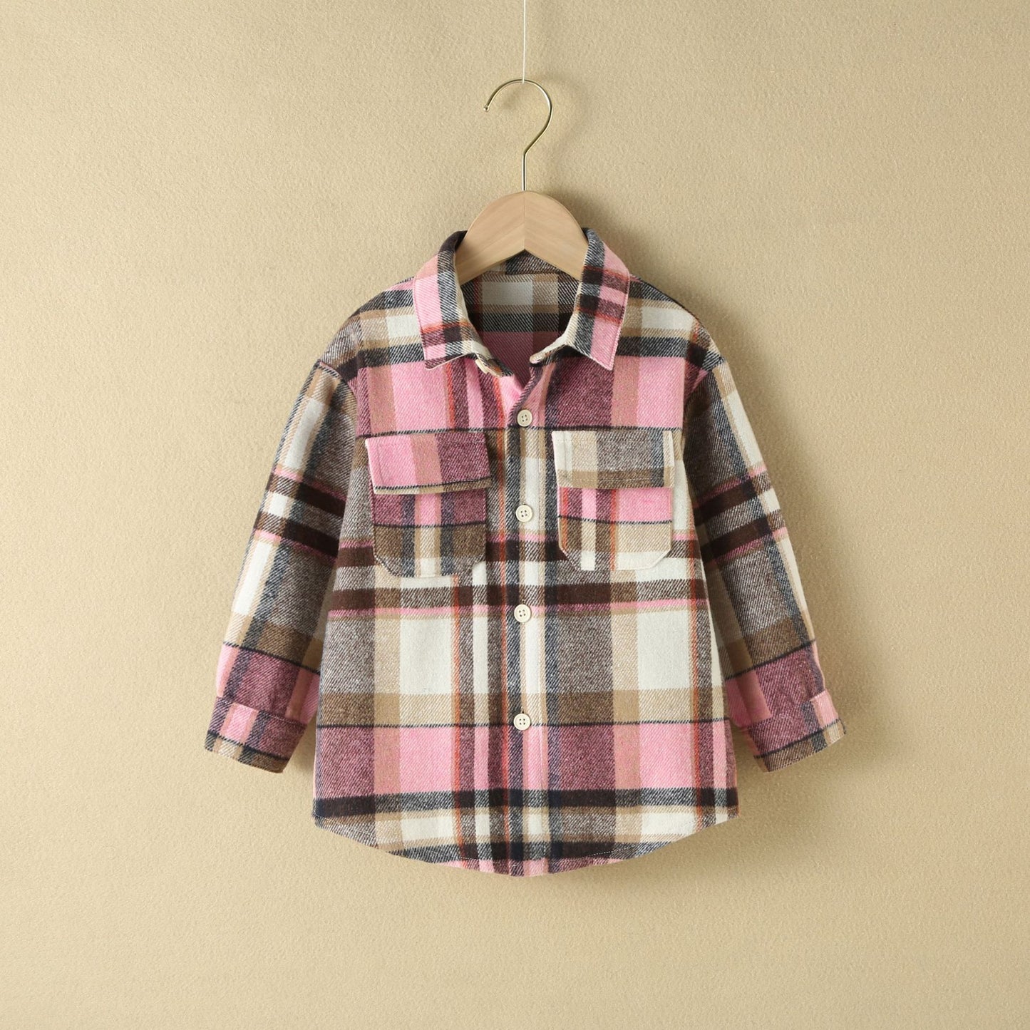 Cross-border Foreign Trade Children's Clothing Shirt Comfortable Cotton Color Large Grid Shirt European And American Casual All-match Small And Medium Children's Clothing Shirt