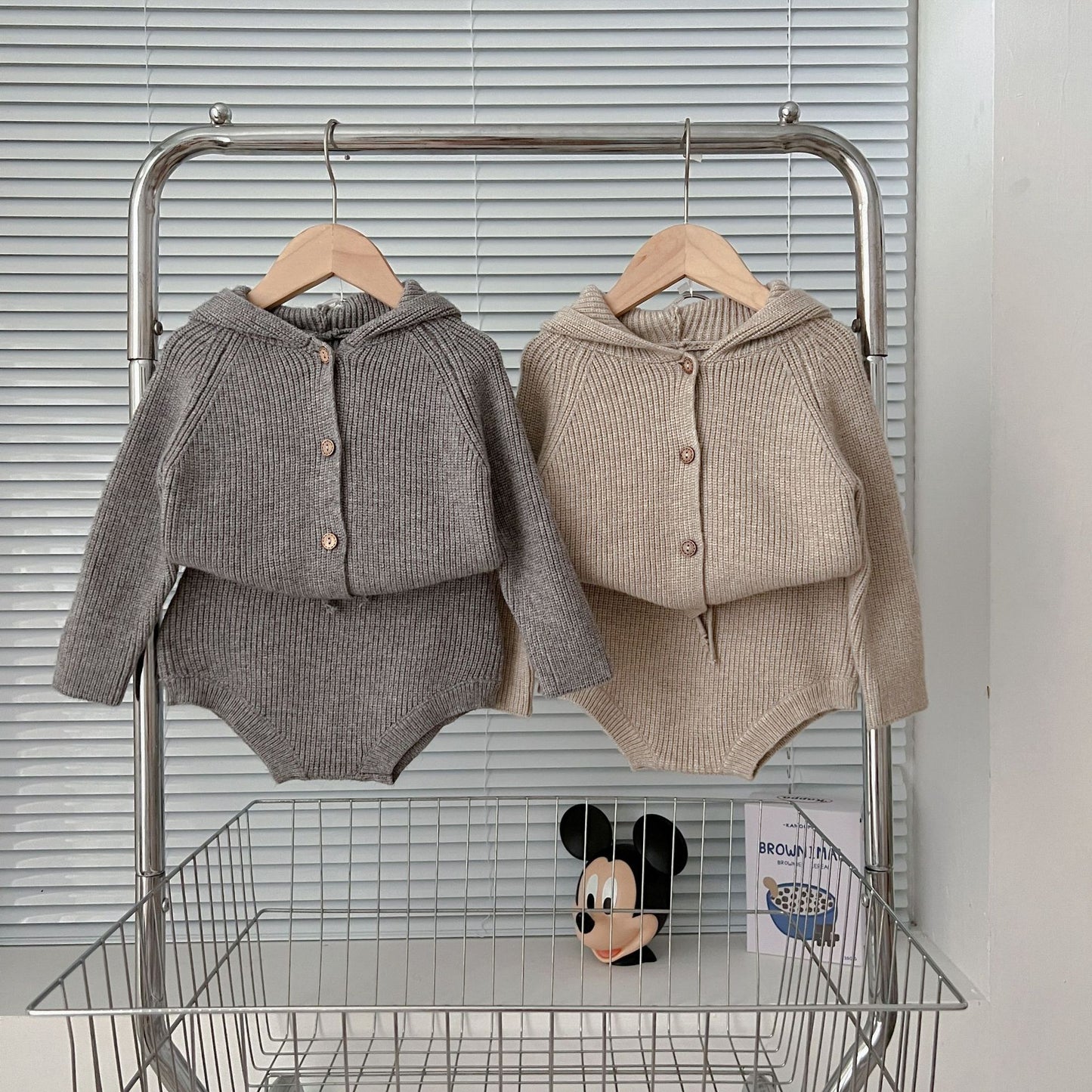 Autumn And Winter Korean Style Men's And Women's Baby Casual Hooded Suit Infant Knitted Suit European And American Baby Suit