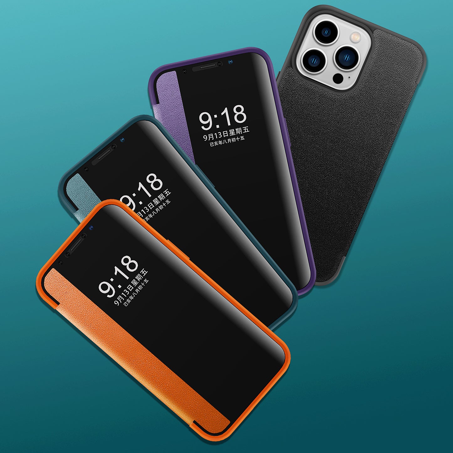 For IPhone16promax Plain Leather Flip Phone Case Apple 15 Protective Leather Case 14 Foreign Trade Wholesale 13
