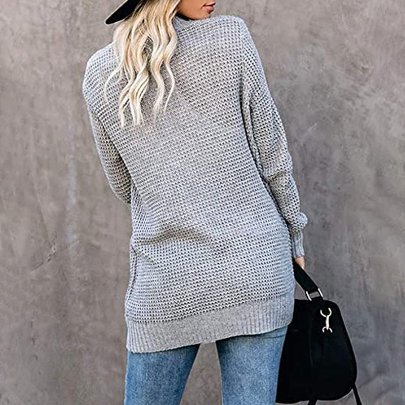 Cardigan Autumn And Winter Knitted Sweater Women's New Curved Placket Loose Women's Clothing