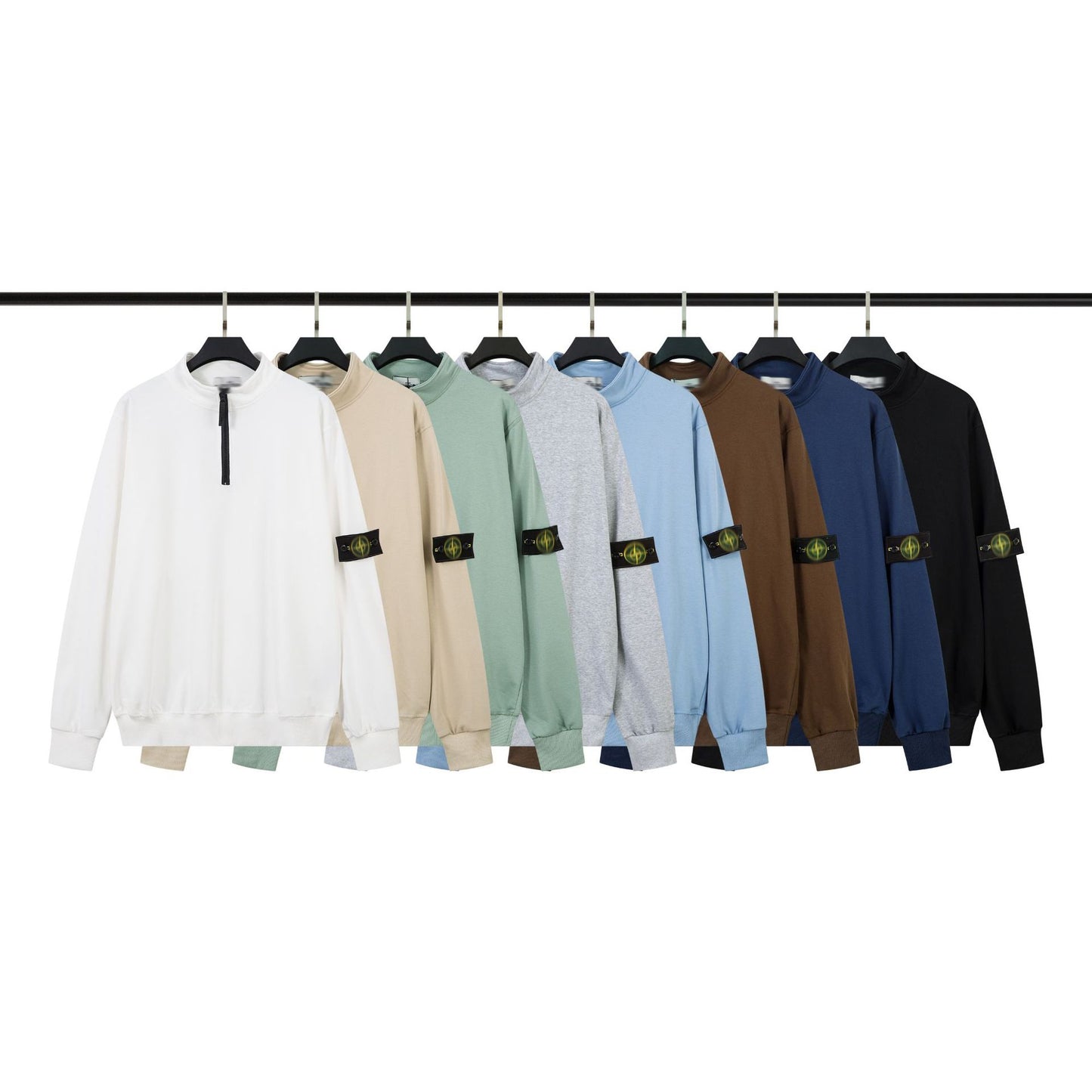Cross-border STONE Stone Island Basic Arms Round Neck And Fluff Loop Solid Color Sweatshirt Long Sleeve Jacket For Men And Women