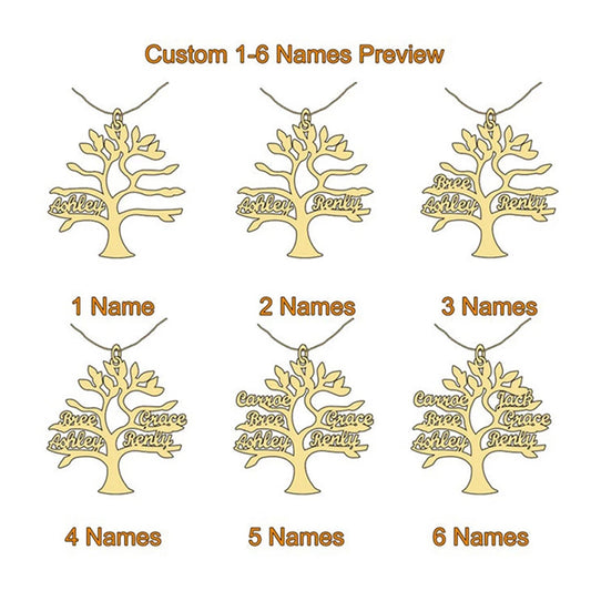 Tree Of Life 1-6 Necklace Personalized Stainless Steel Family Name Pendant Clavicle Chain Holiday Jewelry
