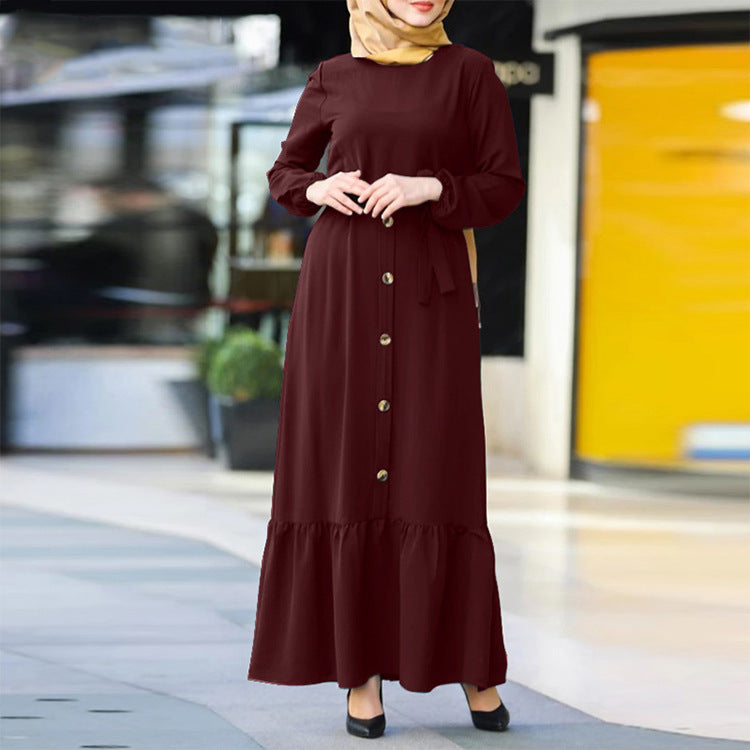 New Autumn Artistic Temperament Women's Pullover Round Neck Large Swing Dress