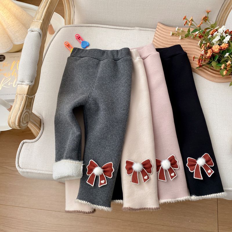 Girls' Velvet Lined Leggings Children's Autumn And Winter Thickened One-piece Velvet Outer Wear Trousers For Baby Girls' Winter Warm Pants