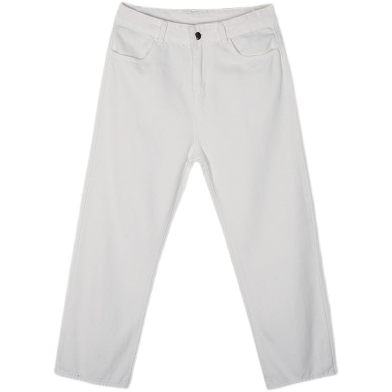 New White Jeans Men's Ins Trendy Brand Loose All-match Wide-leg Pants Casual Straight Pants Men's Spring And Autumn