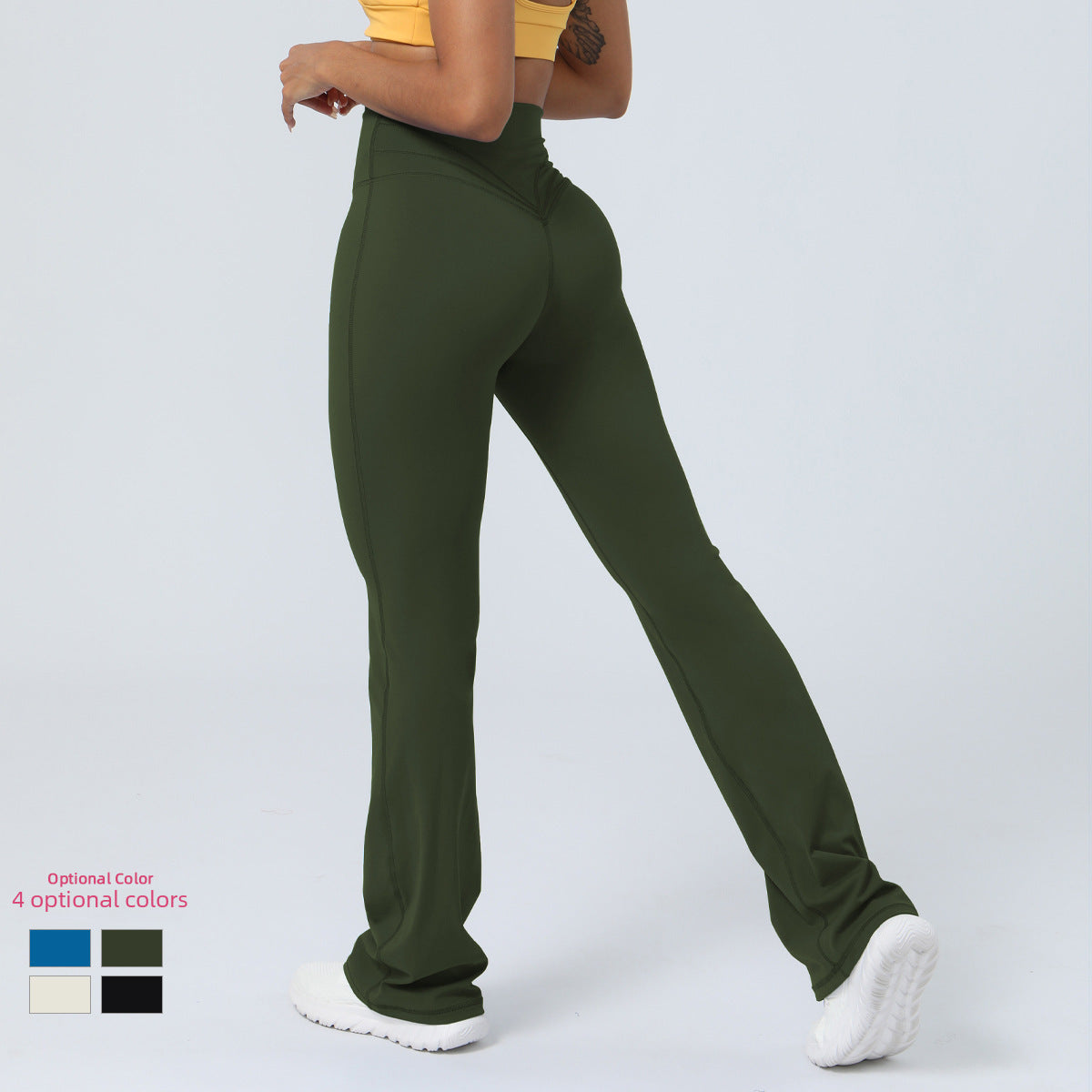 European And American Nude Tight Dance Wide-leg Pants Hip Lifting High Waist Casual Flared Pants Fitness Sports Yoga Pants For Women
