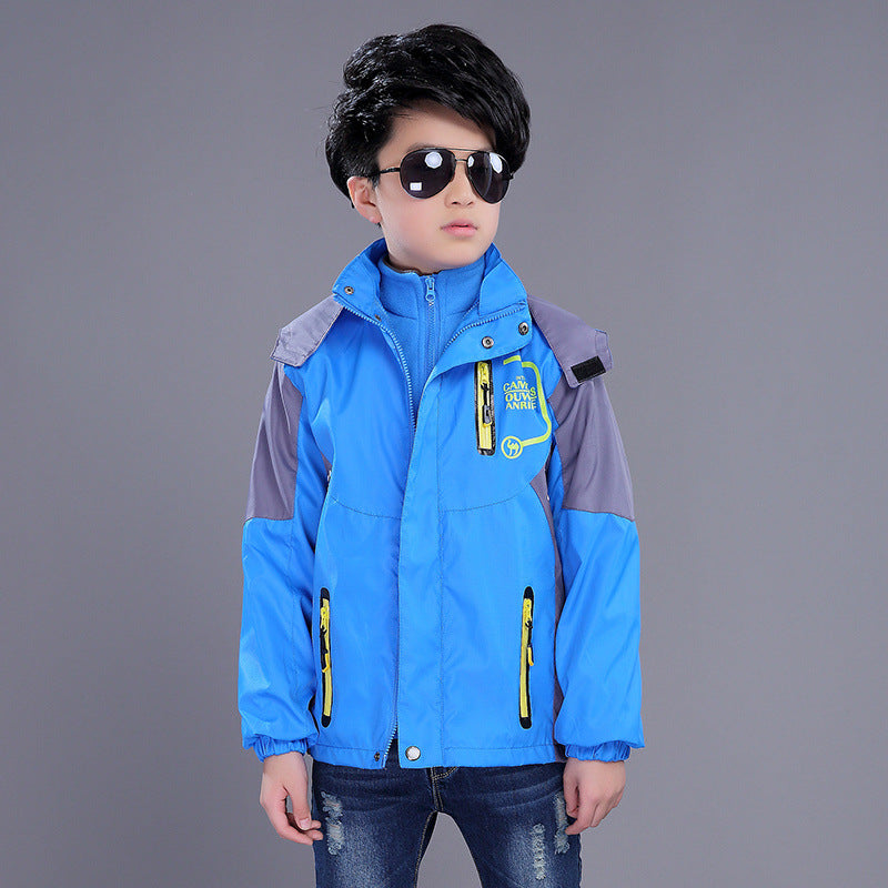 Jacket Boys Three-in-one 2023 New Medium And Large Children Thickened Fleece Detachable Outdoor Windbreaker Jacket