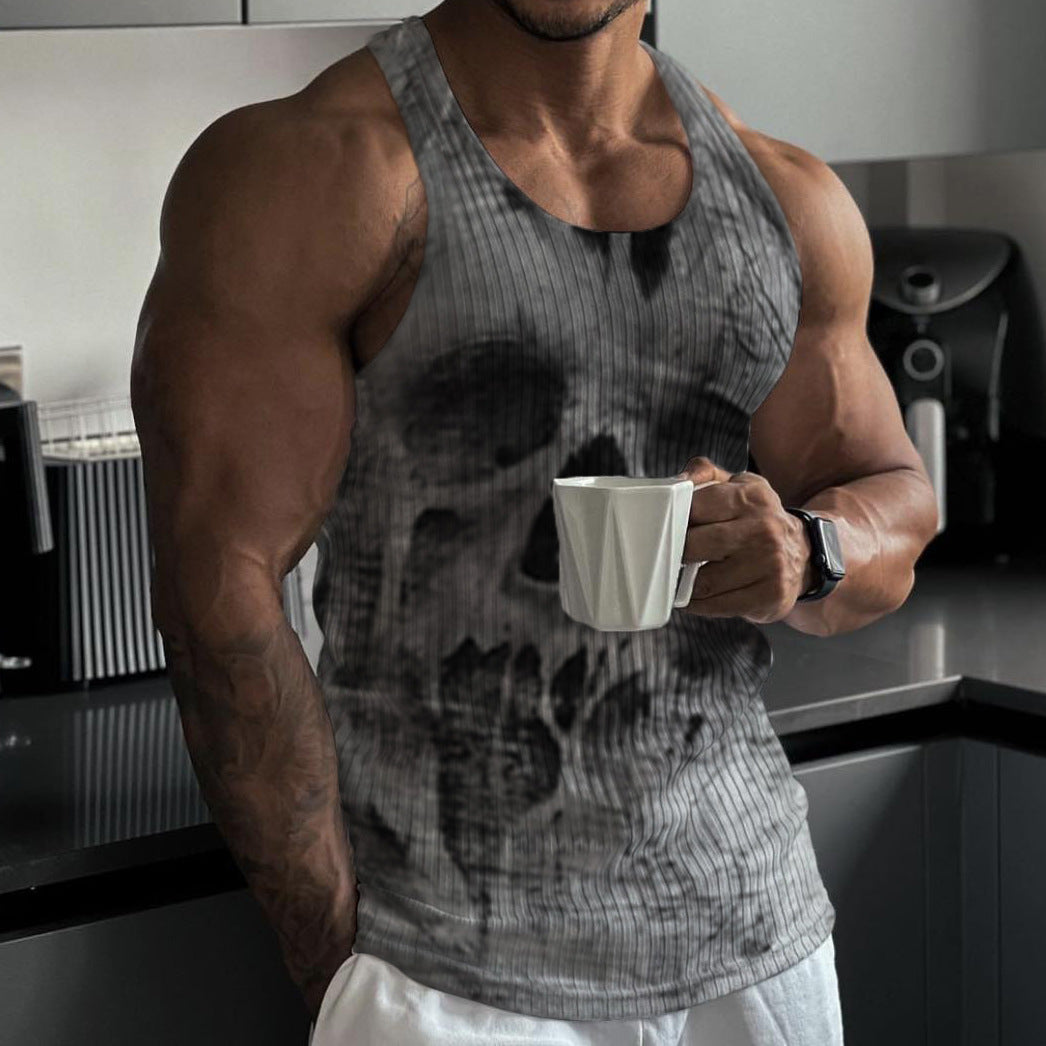 Summer Knitted Vertical Stripe Fitness Sports Self-cultivation Vest Men's I-shaped Vest