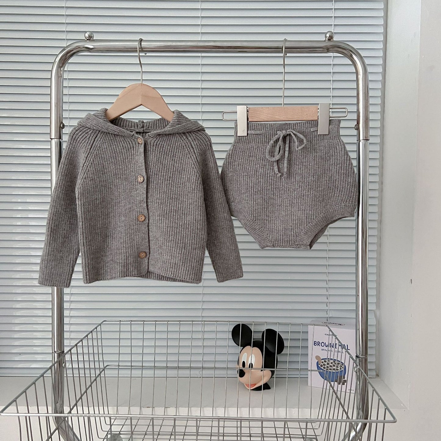 Autumn And Winter Korean Style Men's And Women's Baby Casual Hooded Suit Infant Knitted Suit European And American Baby Suit