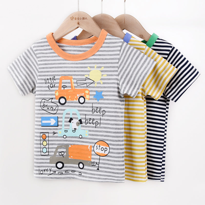 Boys' Short-sleeved T-shirt Summer Clothing Half-sleeved Top Cotton Summer Thin Section