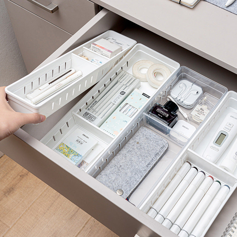 Drawer Classification Storage Box Kitchen Tableware Compartment Box Multi-functional Stationery Sundries Sorting Box Transparent Plastic Partition