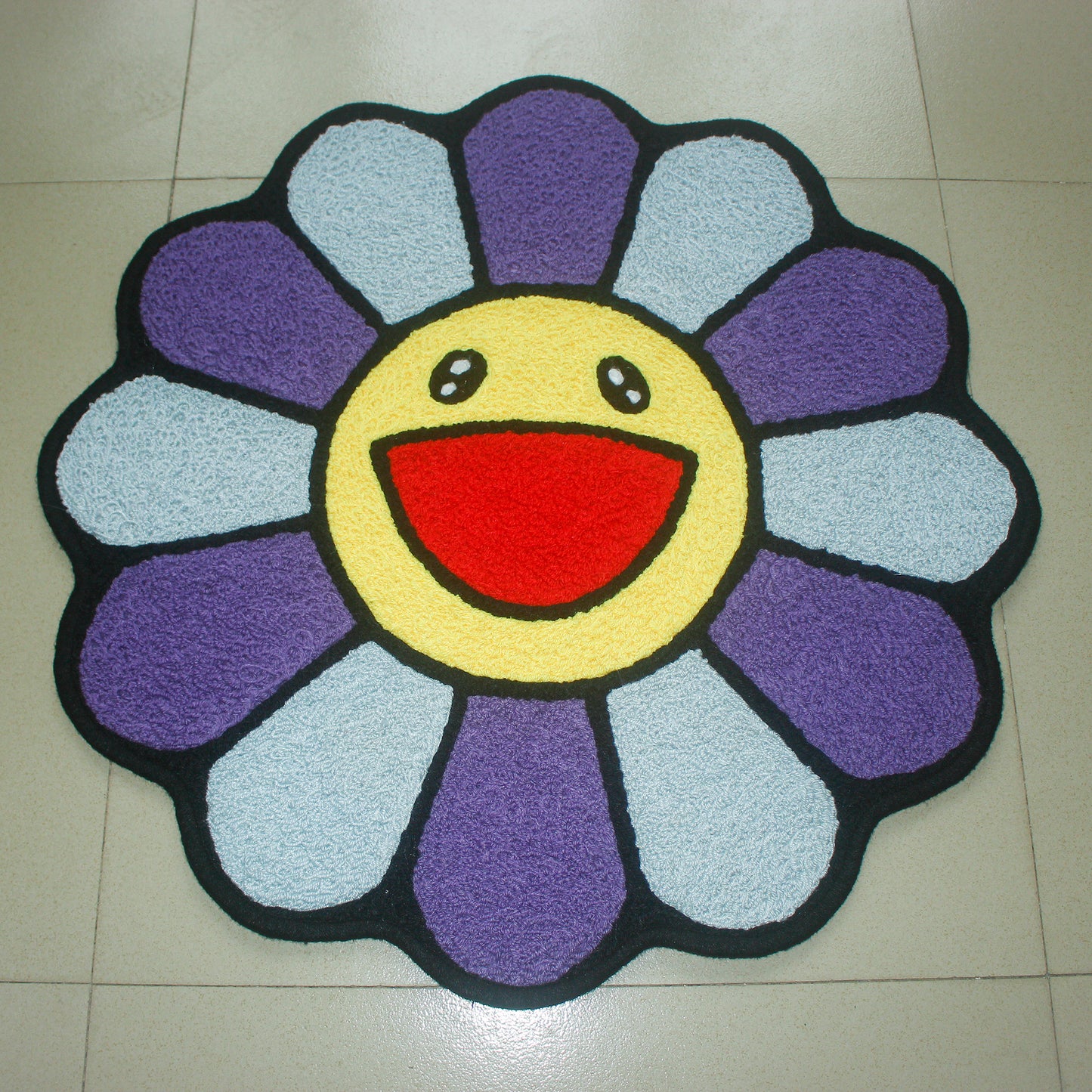 Loop Tufted Imitation Cashmere Plush Floral Sunflower Tree Tree Village Carpet Floor Mat Seat Cushion Non-slip Mat