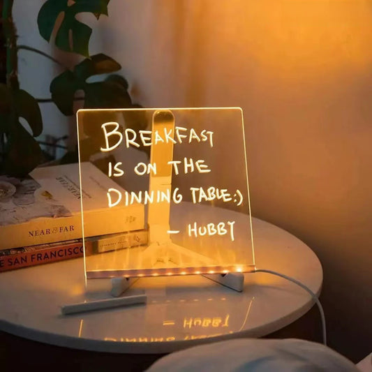 Erasable Diy Acrylic Transparent Message Writing Board Led Blackboard Glowing Advertising Board Fluorescent