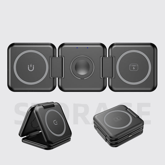 Cross-border Magnetic Wireless Charger Foldable Magsafe Charger Three-in-one Wireless Charging Wholesale