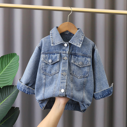Girls' Denim Coat 2024 New Style Baby Girls' Clothes Western Style Spring And Autumn Clothes Baby Children's Autumn Coat Foreign Trade
