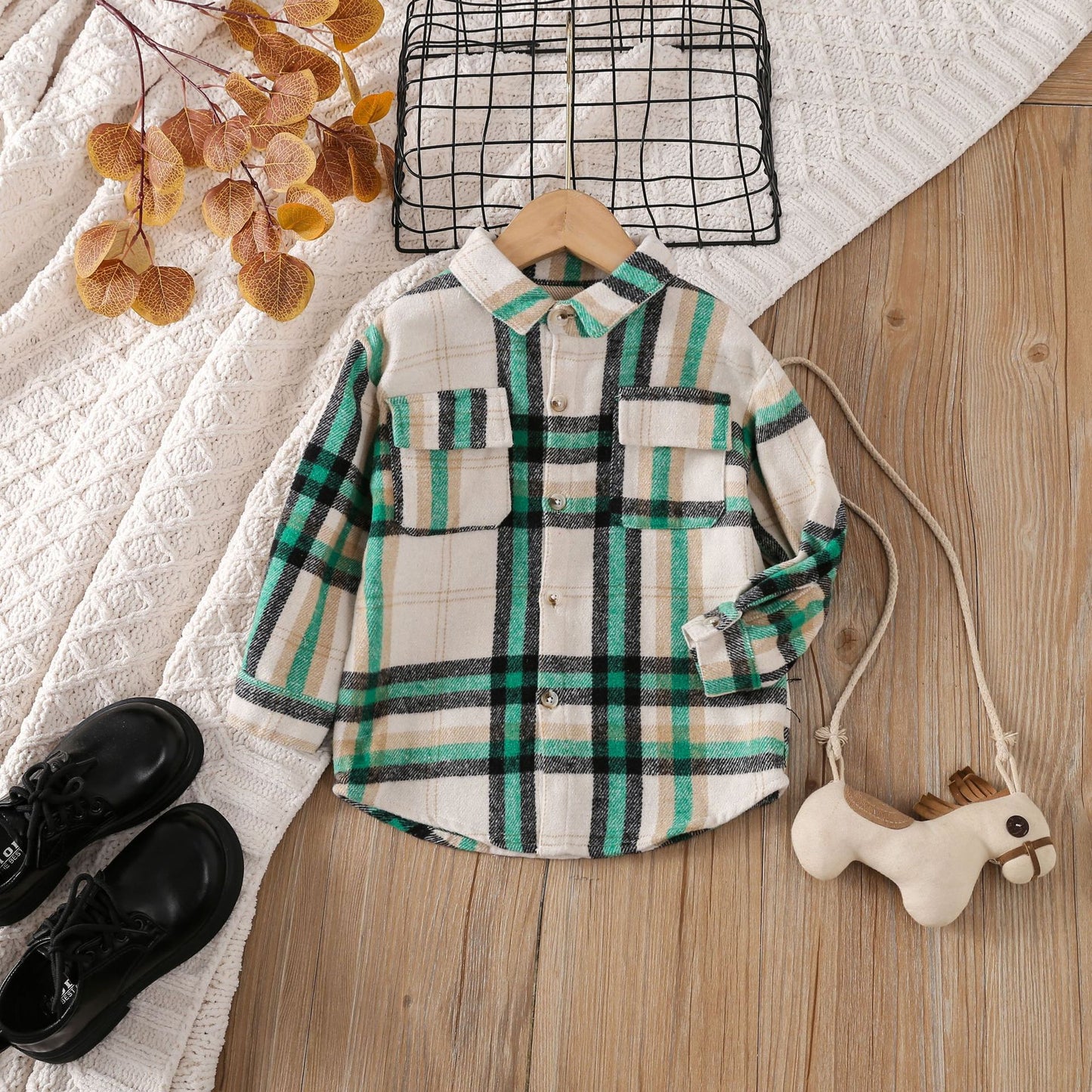 Cross-border Foreign Trade Children's Clothing Shirt Comfortable Cotton Color Large Grid Shirt European And American Casual All-match Small And Medium Children's Clothing Shirt