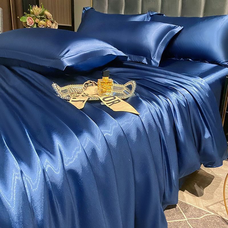 Ice Silk Fabric Double-sided Silk Four-piece Set Mulberry Silk Duvet Cover Sky Silk Bed Sheet