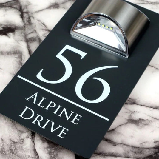 House Number Address Plate Solar House Logo LED Luminous Contemporary Modern House Number Plate